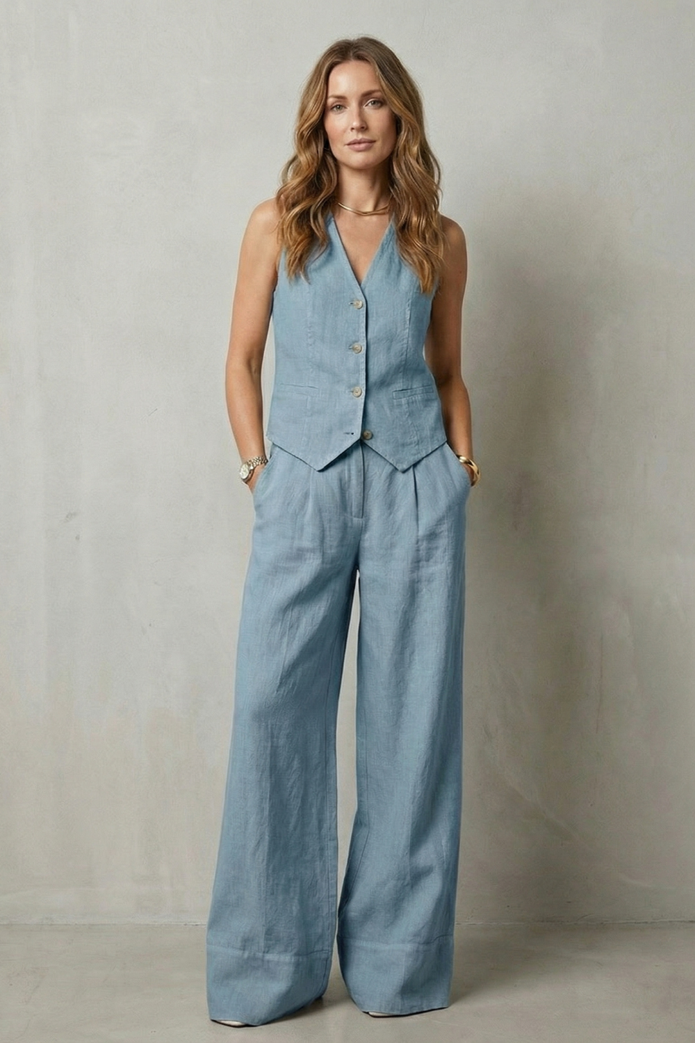 Relaxed tailored elegance – Vest and pants set