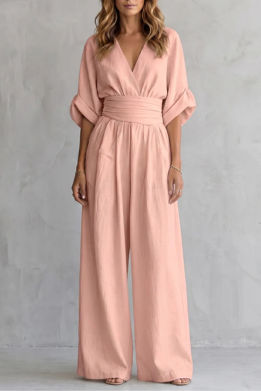 Draped waist elegance – Wide-leg jumpsuit