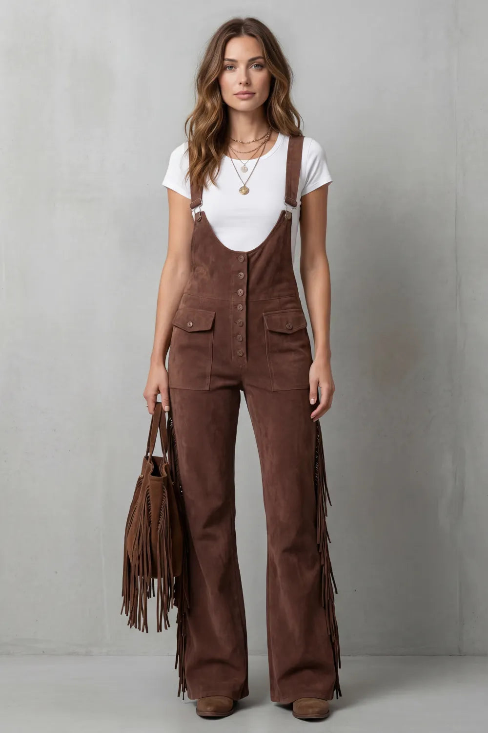 Western fringe detail – Flared overalls