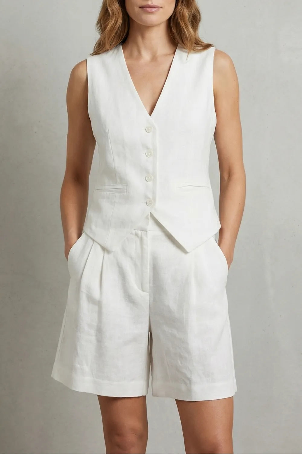 Tailored summer ease – Vest and short set