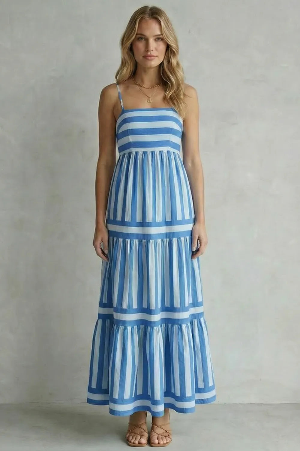 Playful stripe tiers – Strappy maxi dress