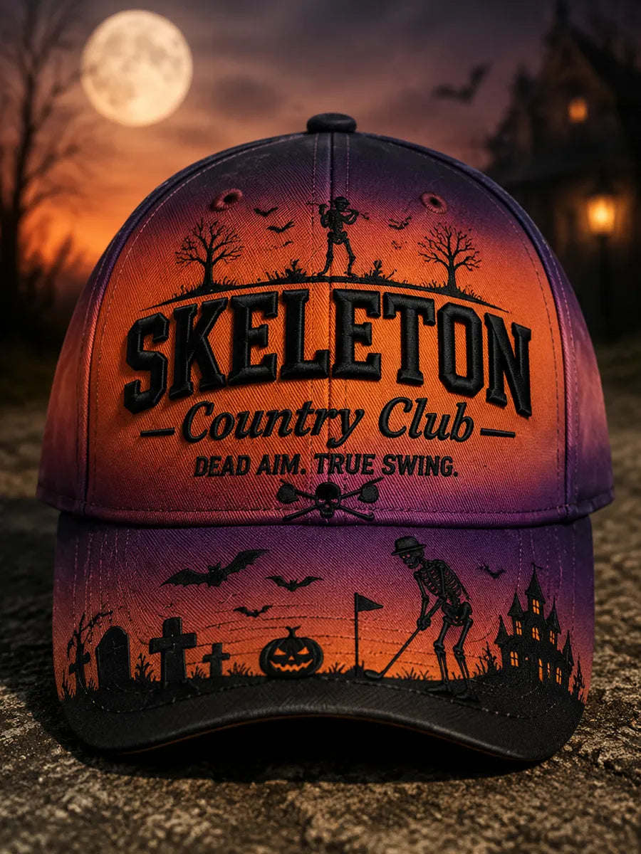 Skeleton Country Club Halloween Print Casual Cap