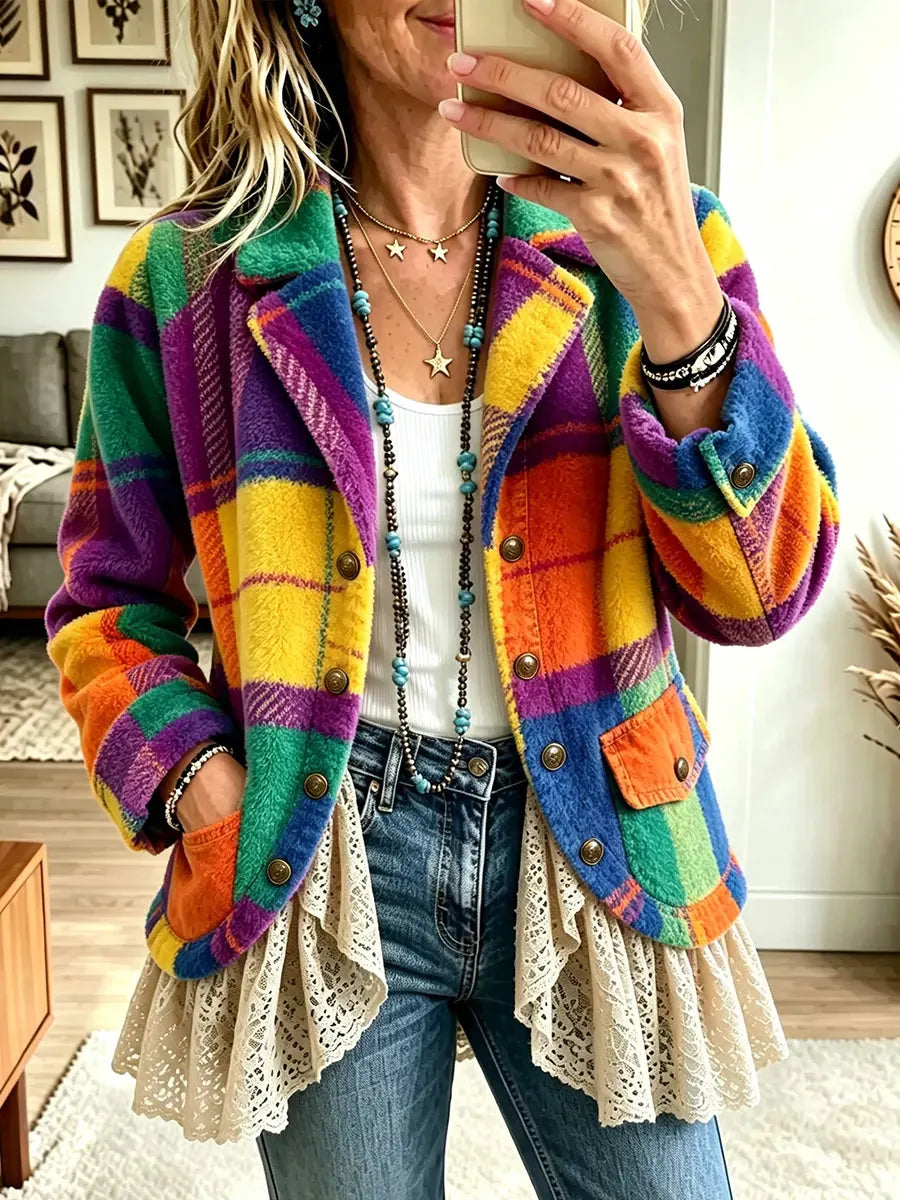 Women’s Vintage Printed Lapel Jacket