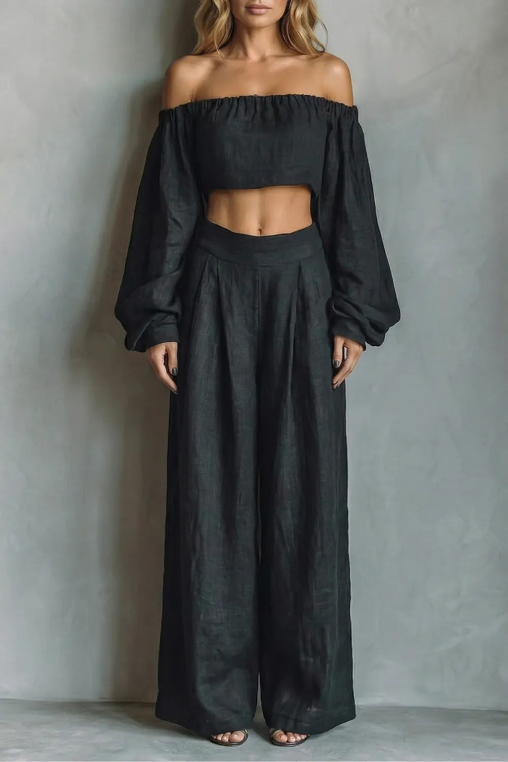 Off shoulder flowy silhouette – Two piece set