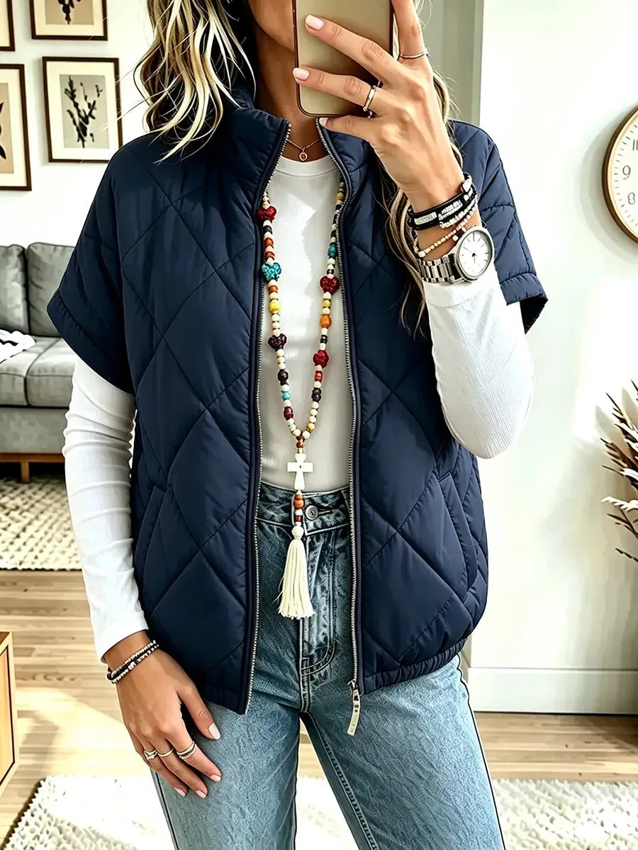 Women Stand-collar Short-sleeve Vest