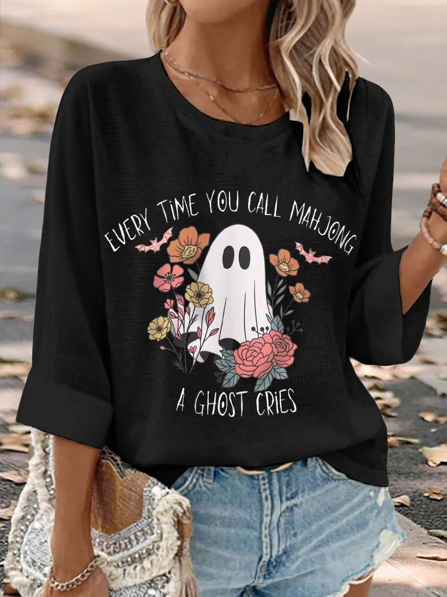 Women's every time you call mahjong a ghost cries tops