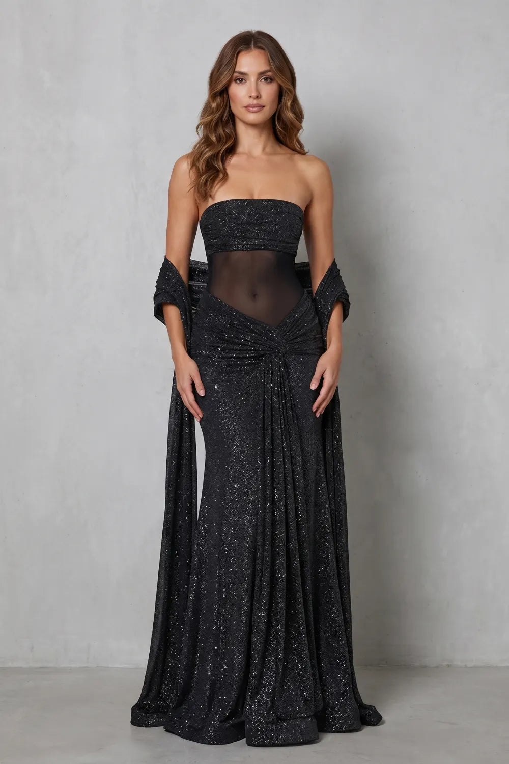 Sheer sequin allure – Maxi dress
