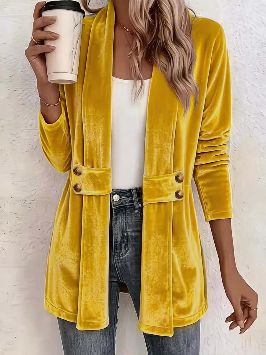 Retro Elegant Long Sleeve Casual Loose Stylish Velvet Cardigan Coat