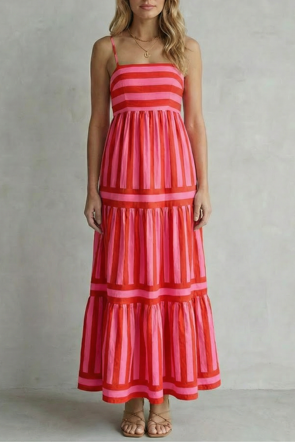 Playful stripe tiers – Strappy maxi dress