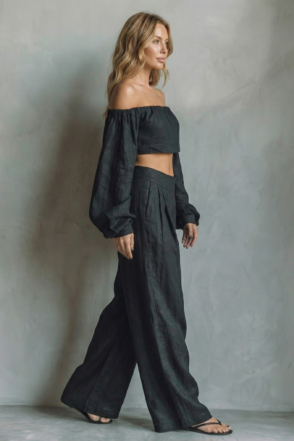 Off shoulder flowy silhouette – Two piece set