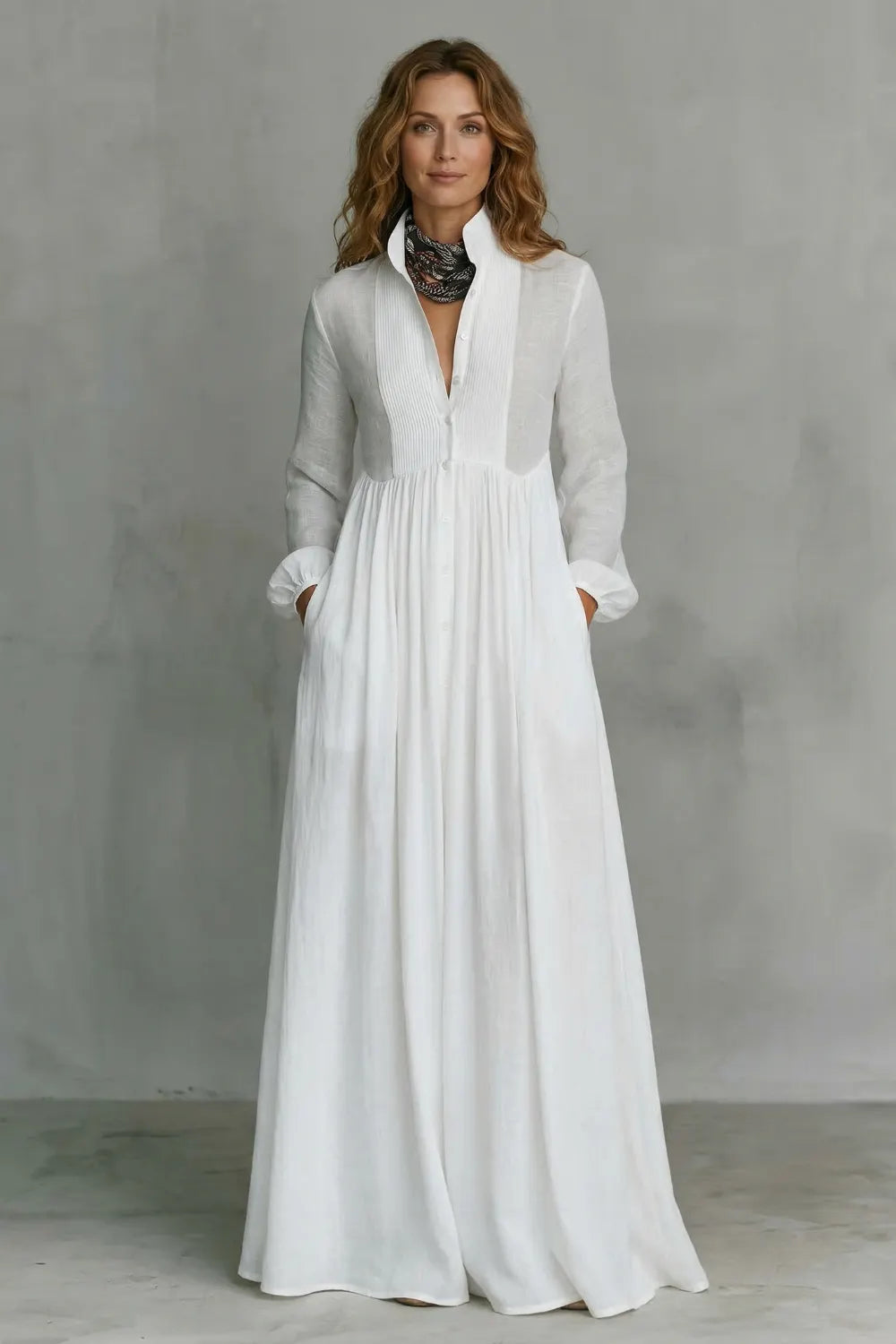 Timeless minimalism – Mao collar maxi dress