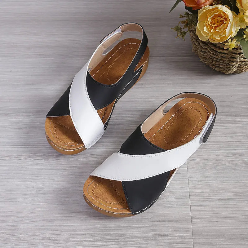 Fashion Fish Mouth Thick Bottom Velcro Sandals