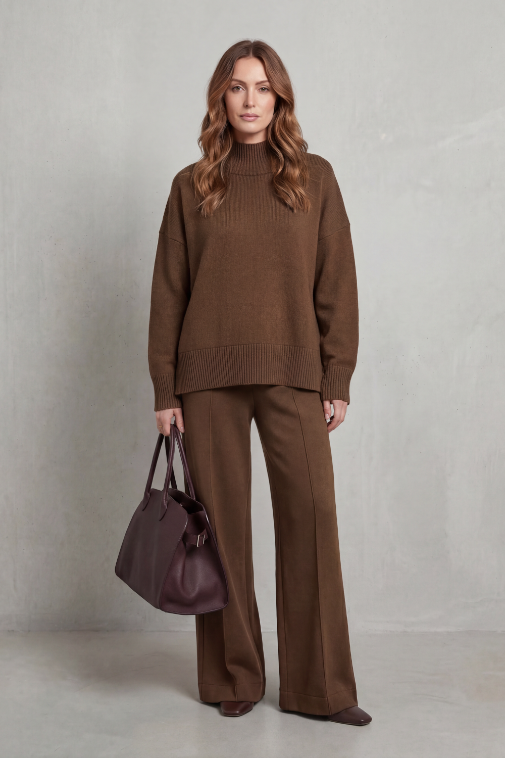 Folded collar charm – Knit lounge set