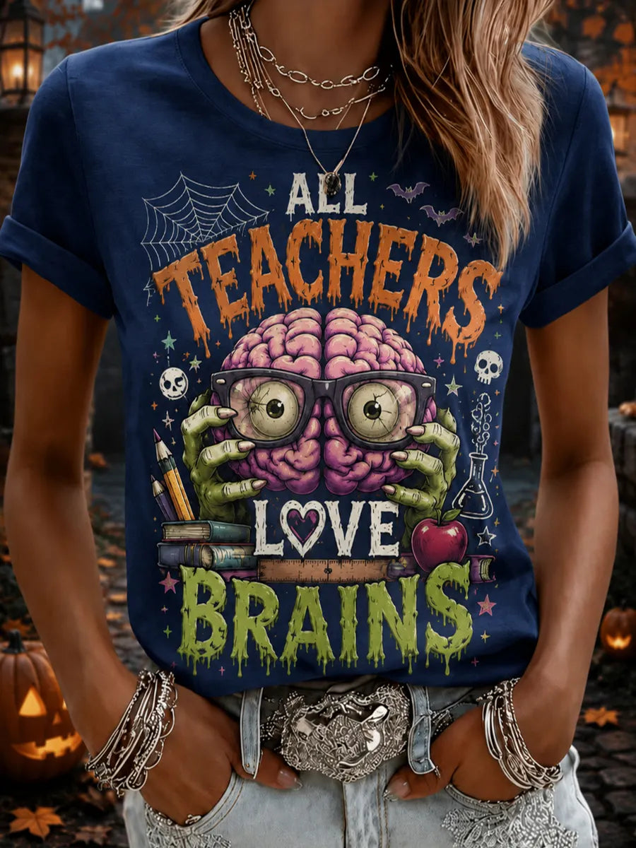 Women's Halloween Funny Print Casual T-Shirt