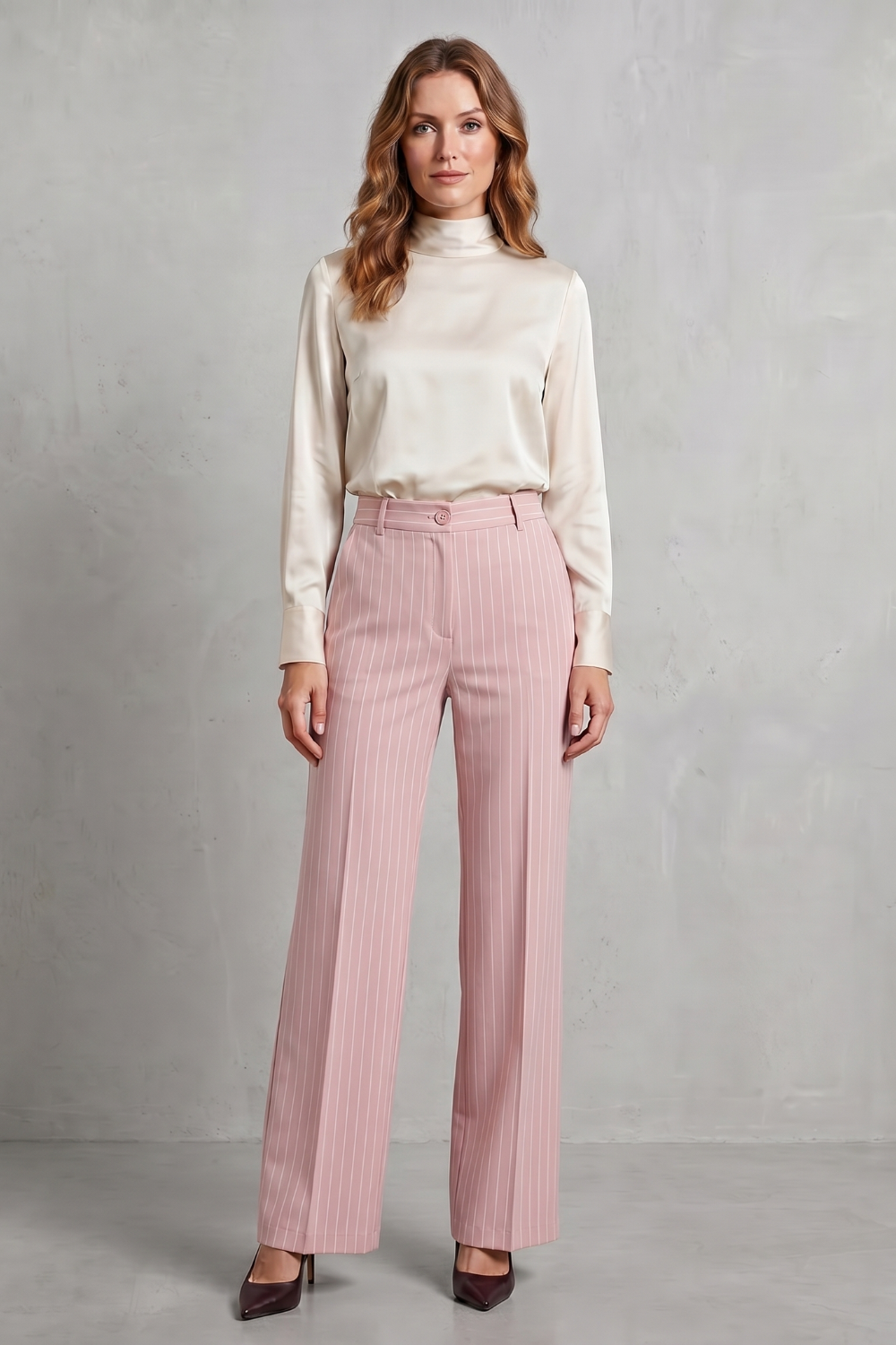 Refined pinstripe elegance – Wide-leg trousers
