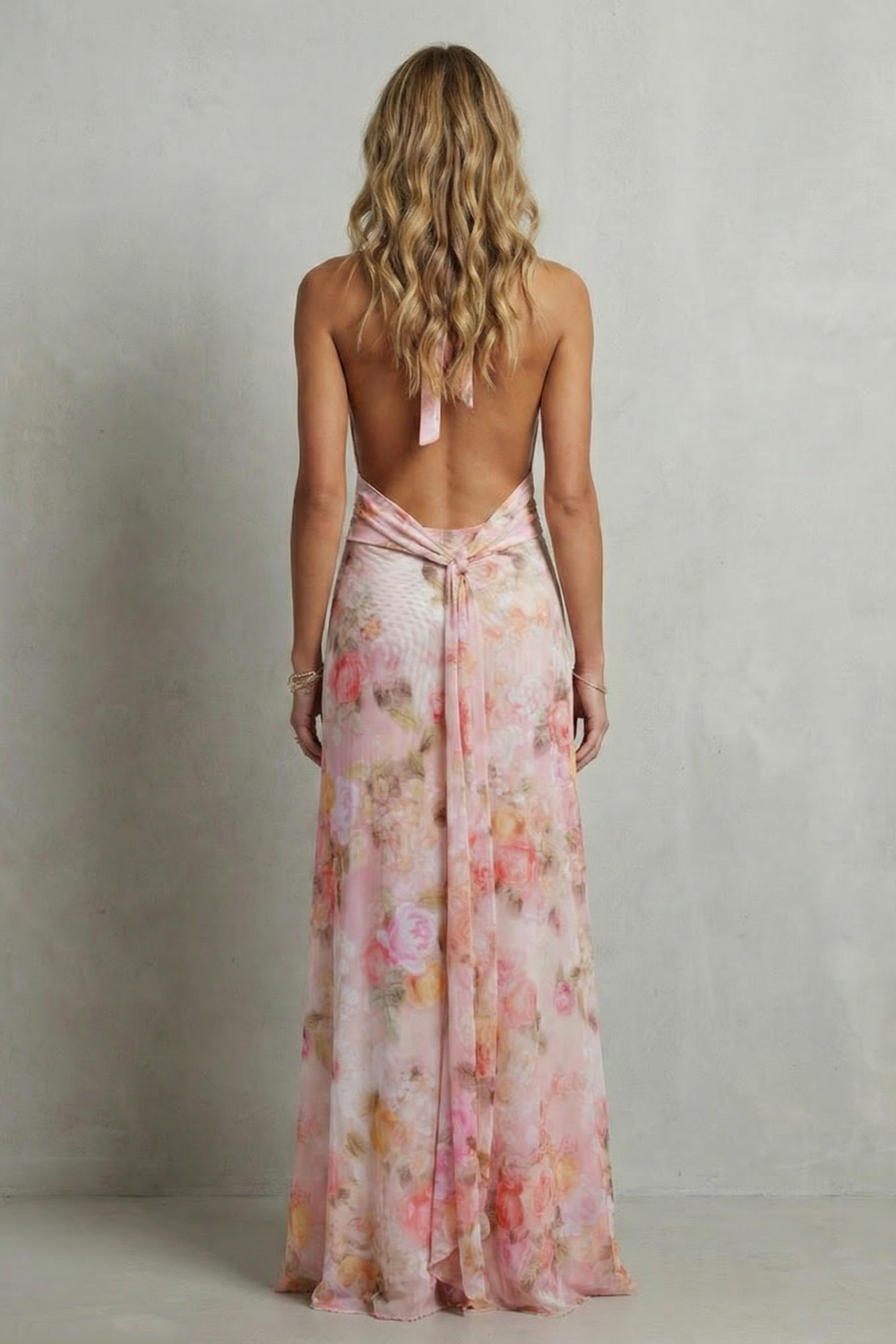 Deep V floral elegance – Maxi dress