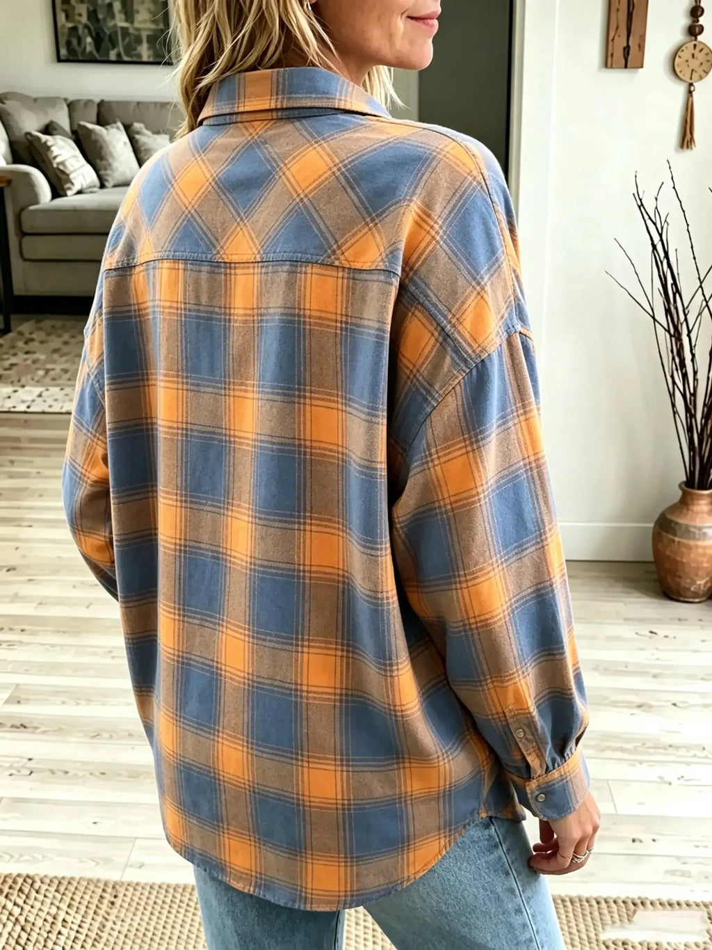 Women's Plaid Button-Down Shirt