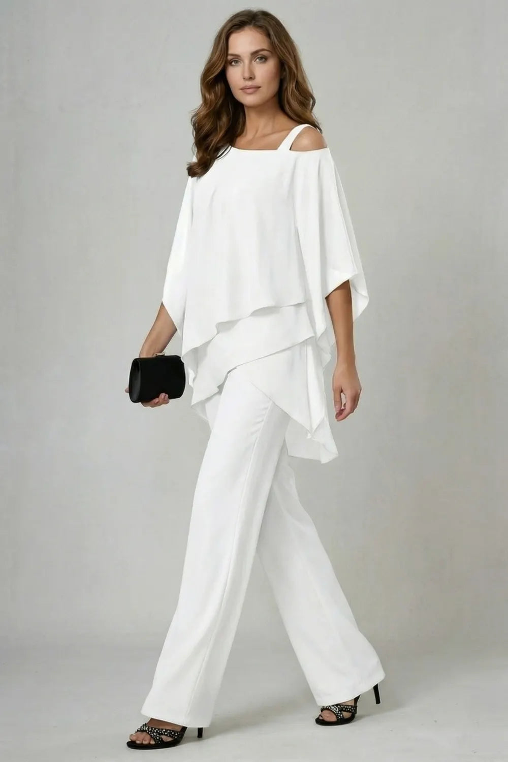 Asymmetric chiffon flow – Top and trouser set