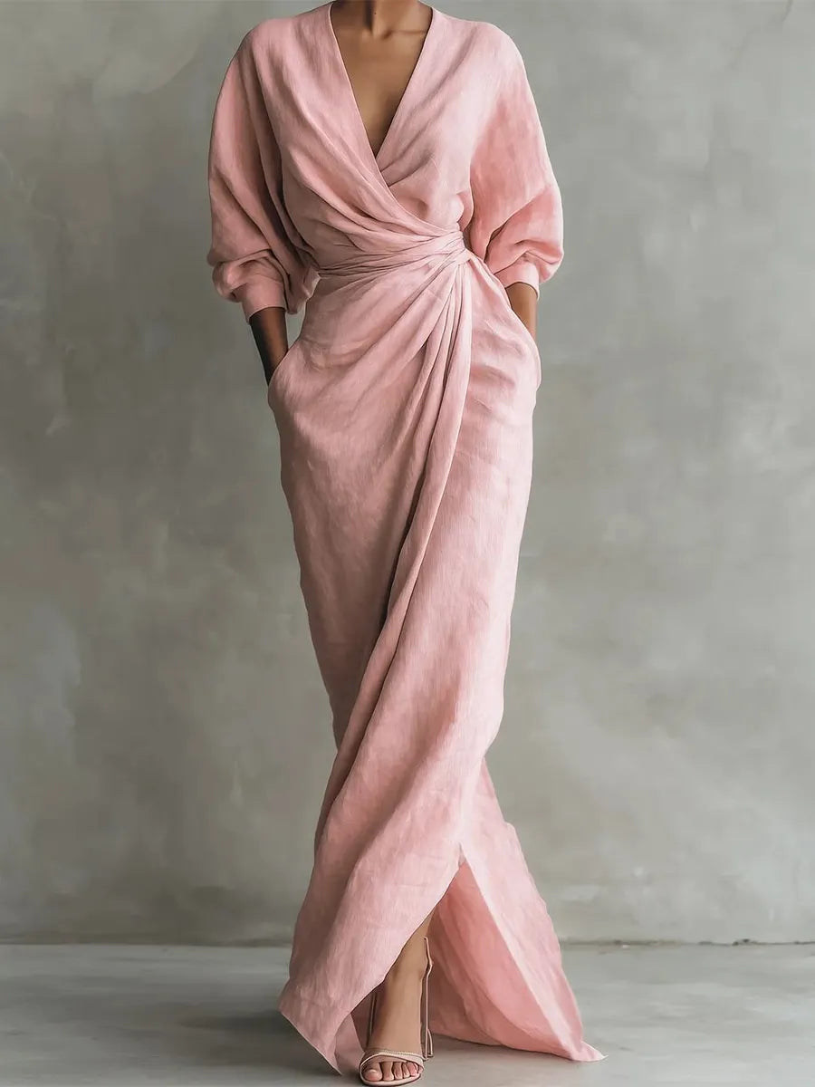 Women's Linen And Cotton Extra-long Dress