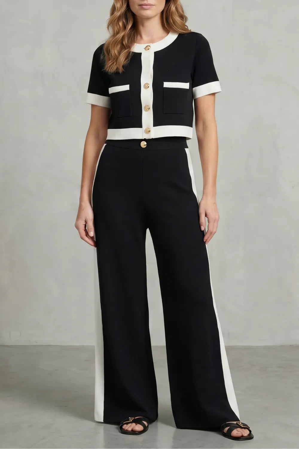 Contrast trim elegance – Two piece set