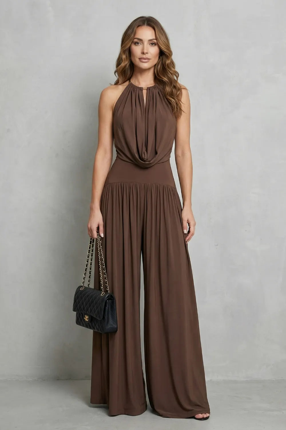 Draped halter elegance – Two piece set