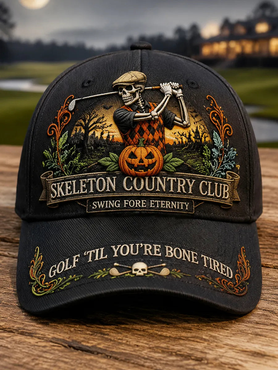Skeleton Country Club Halloween Print Casual Cap