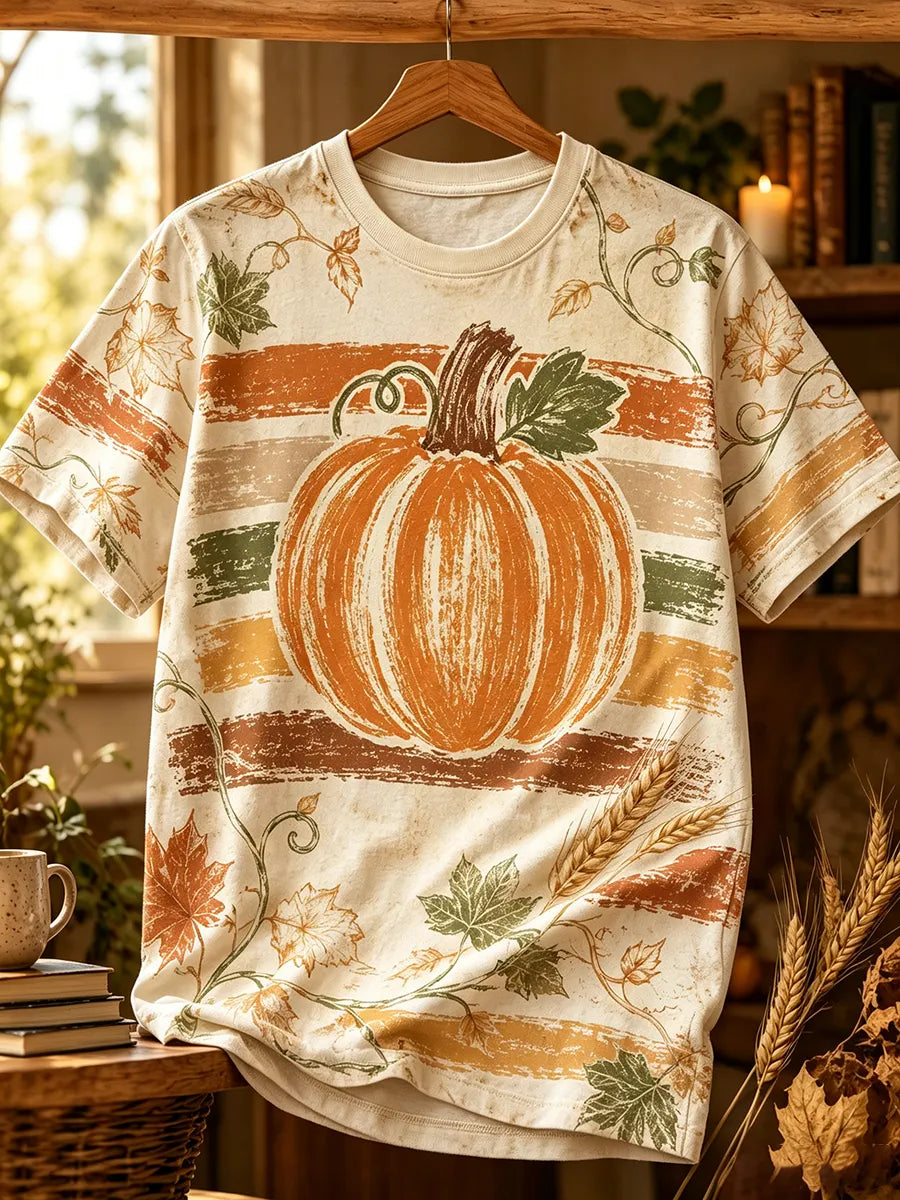 Retro Autumn Pumpkin All-Over Print T-Shirt