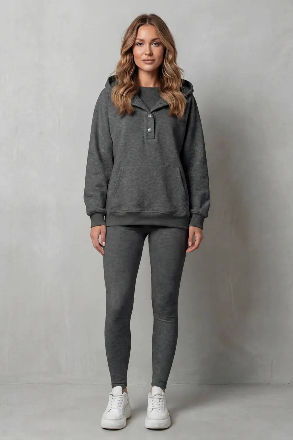 Button detail hoodie – Cozy Relaxed Set