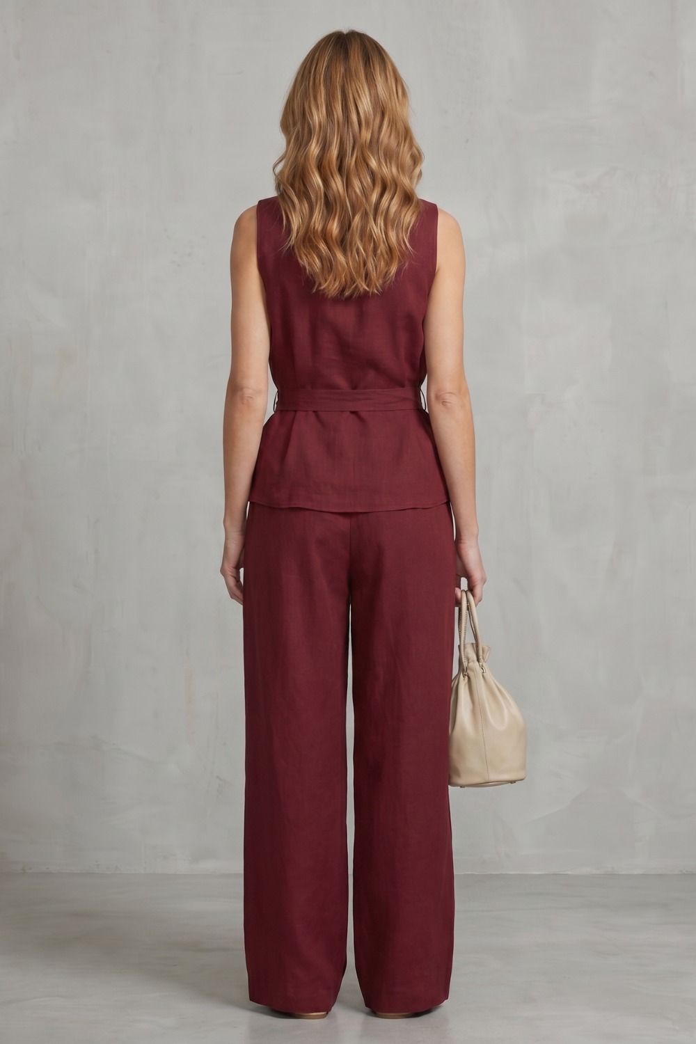 Elegant tie-waist silhouette – Two-piece trouser set