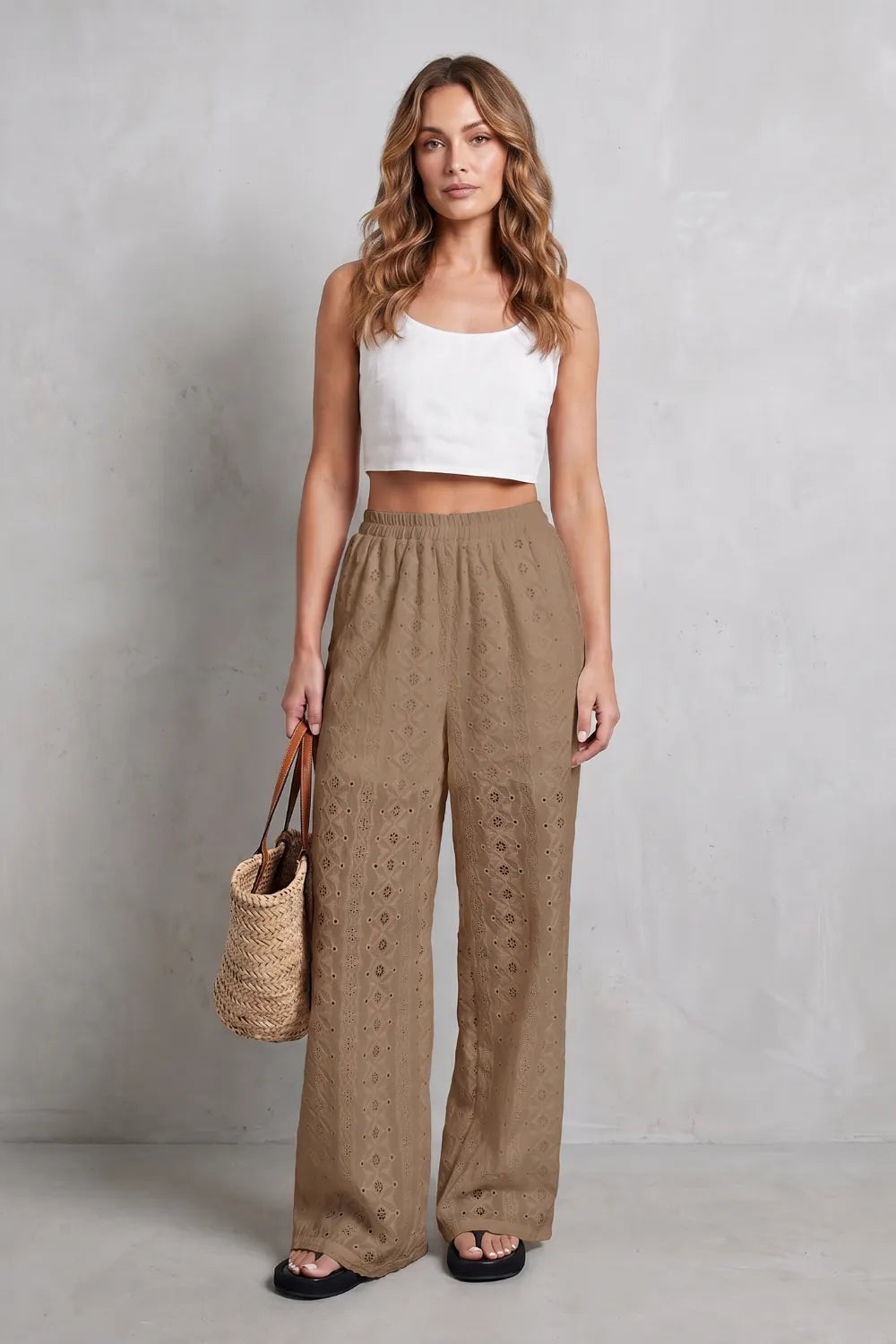 Broderie anglaise grace – Wide-leg trousers