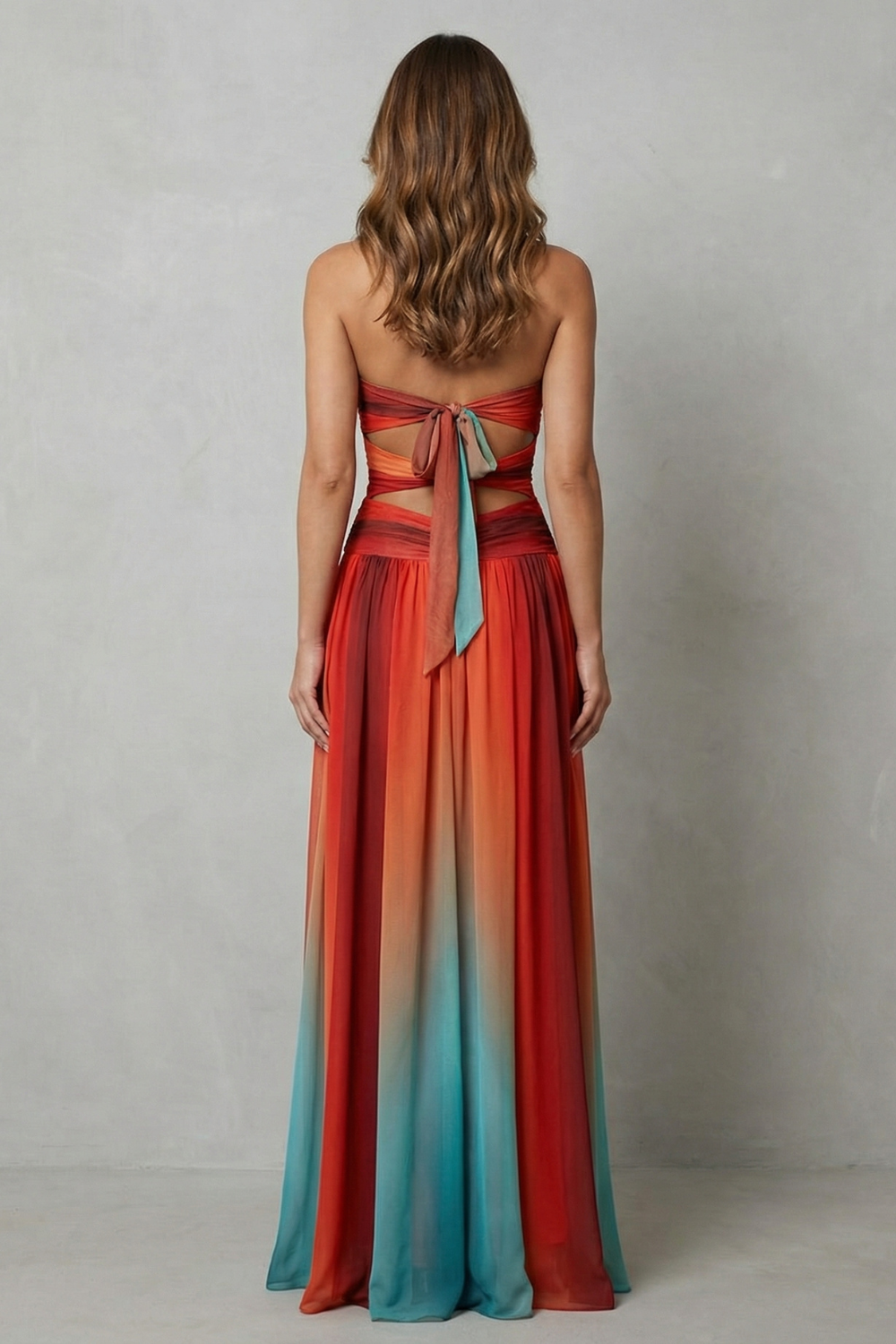 Sunset ombré allure – Strapless maxi dress