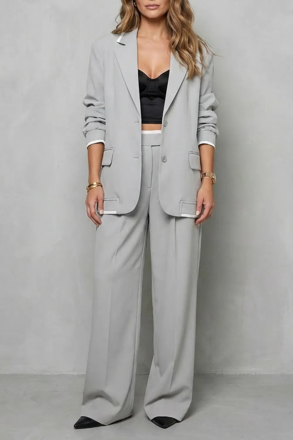 Elegant Wide-Leg Pantsuit Set – Two-Piece Power Look