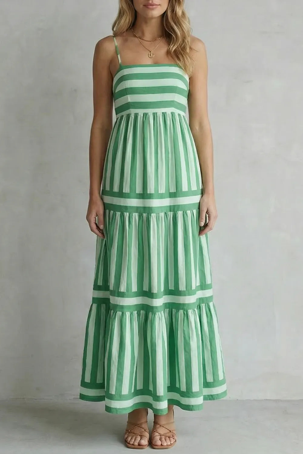 Playful stripe tiers – Strappy maxi dress
