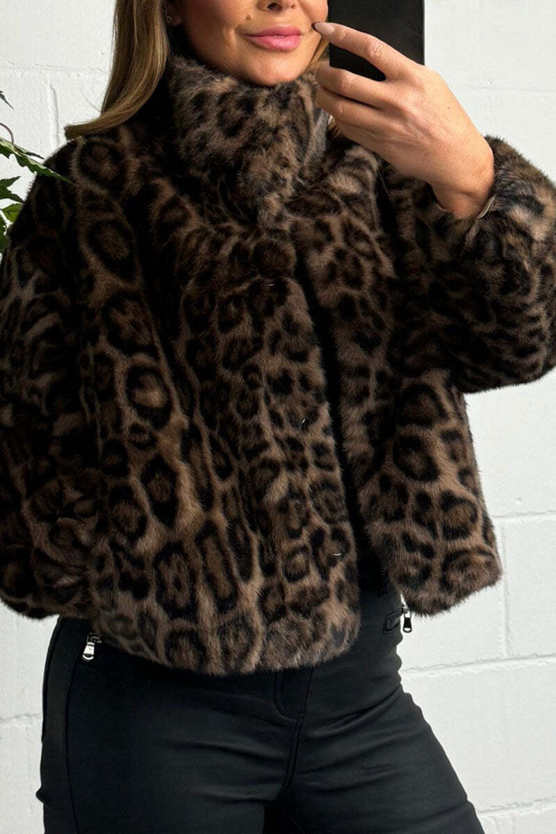 Women's Leopard Print Plush Jacket