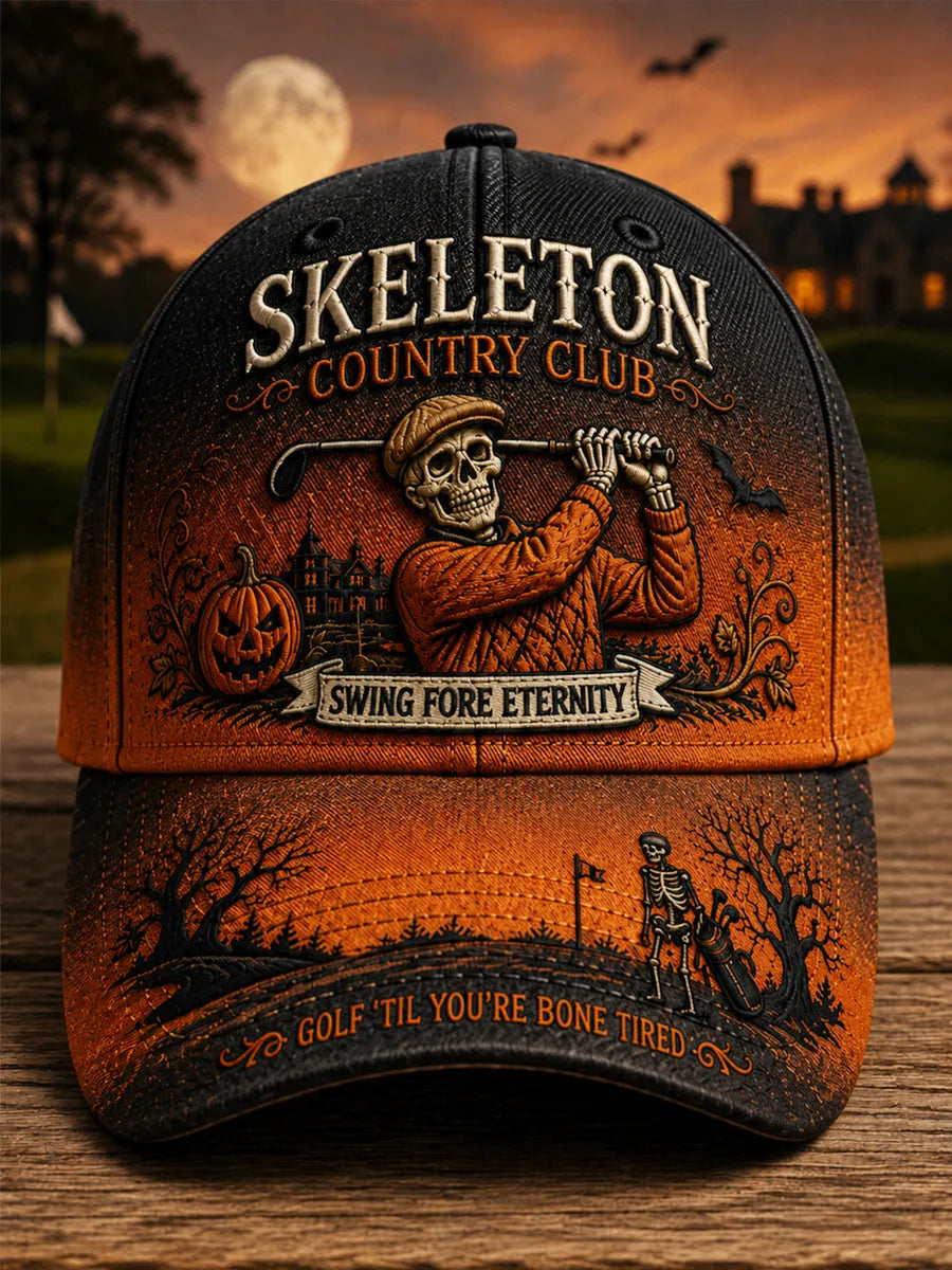 Skeleton Country Club Halloween Print Casual Cap