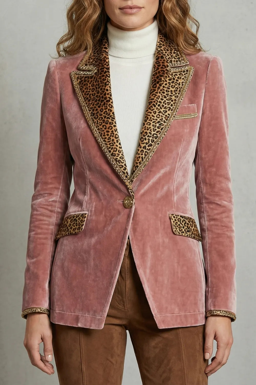 Leopard contrast elegant cut – Velvet blazer