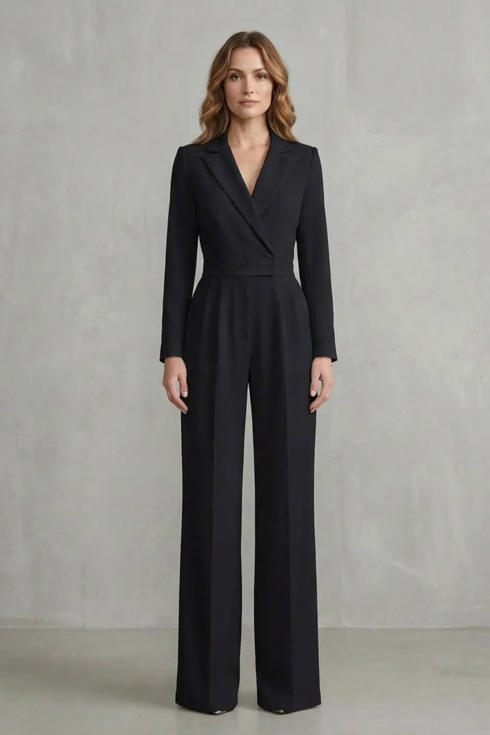 Slant-breasted Mid-waist Pantsuit – Elegant Commuter Jumpsuit