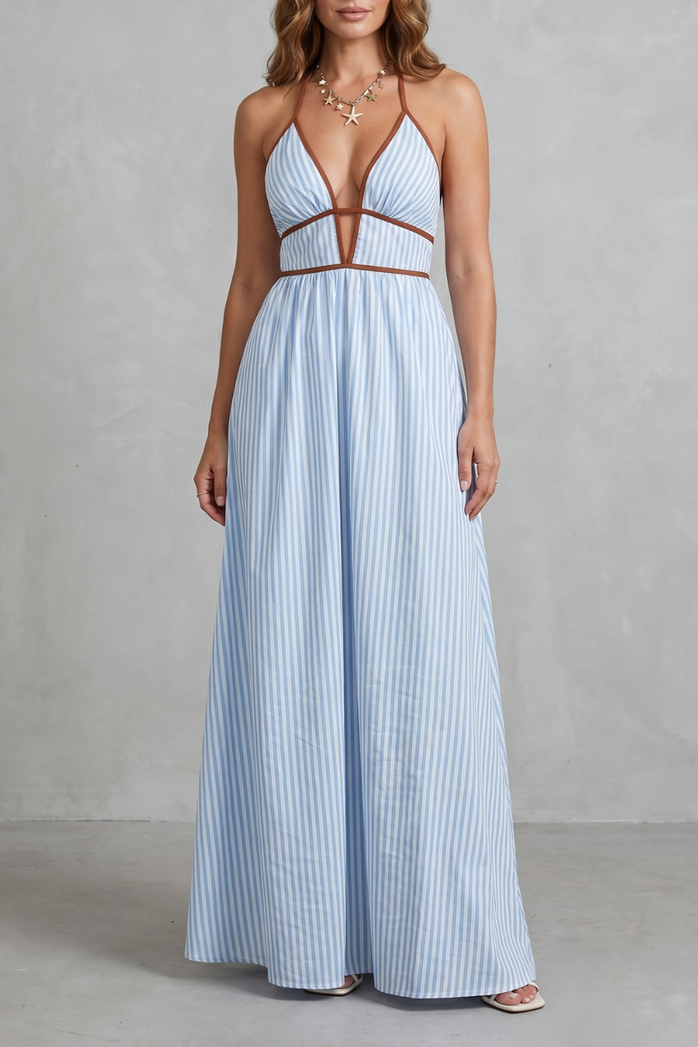 Striped backless silhouette – Maxi dress