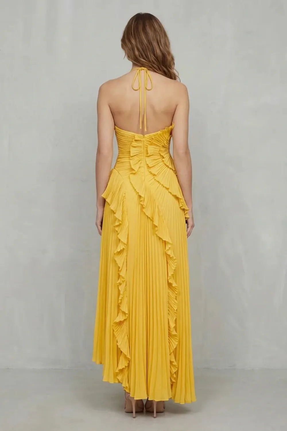 Sculpted pleats – One-shoulder midi dress
