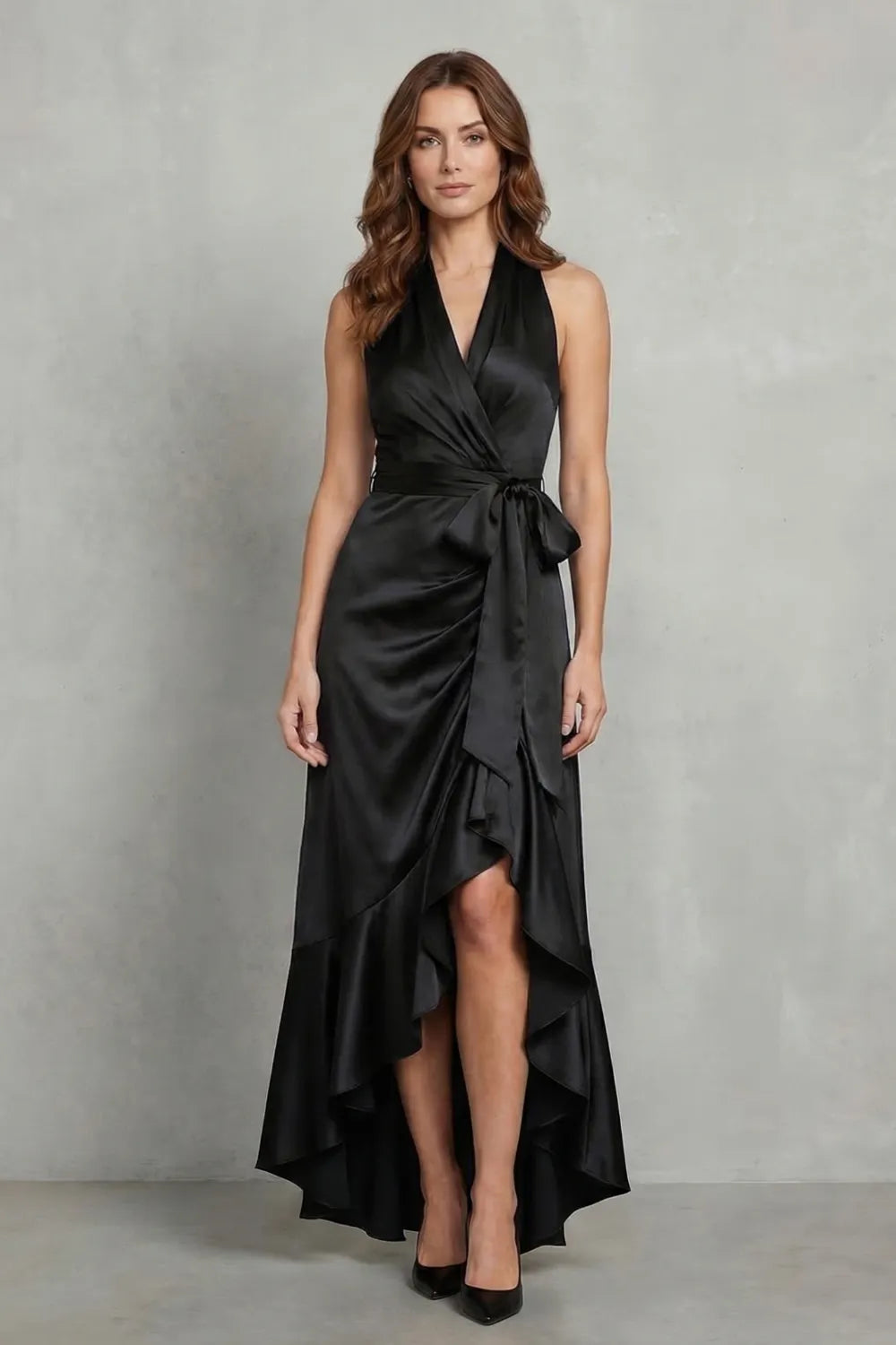 Satin draped silhouette – Evening maxi dress