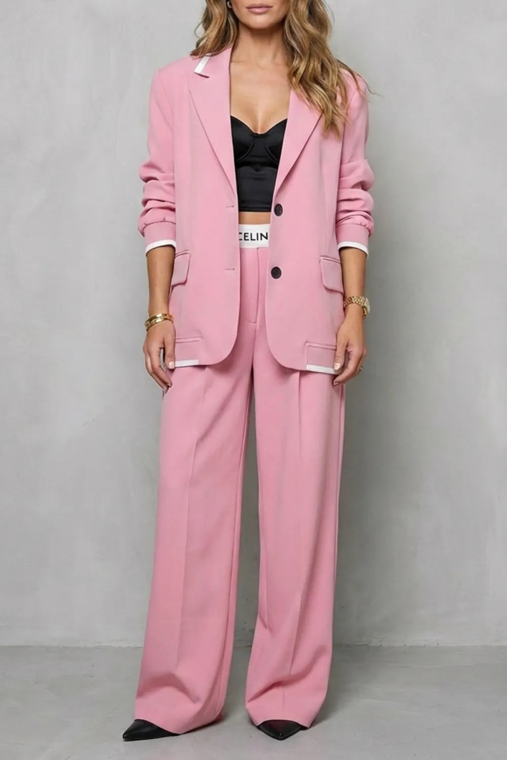 Elegant Wide-Leg Pantsuit Set – Two-Piece Power Look