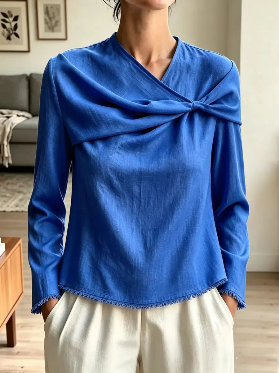 Retro Loose Twisted Art Casual Stylish Long Sleeve Cotton Linen Shirt