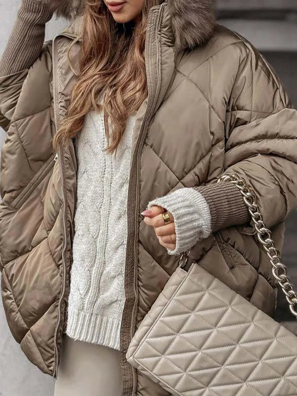 Fur Hooded Long-sleeved Casual Cotton Jacket