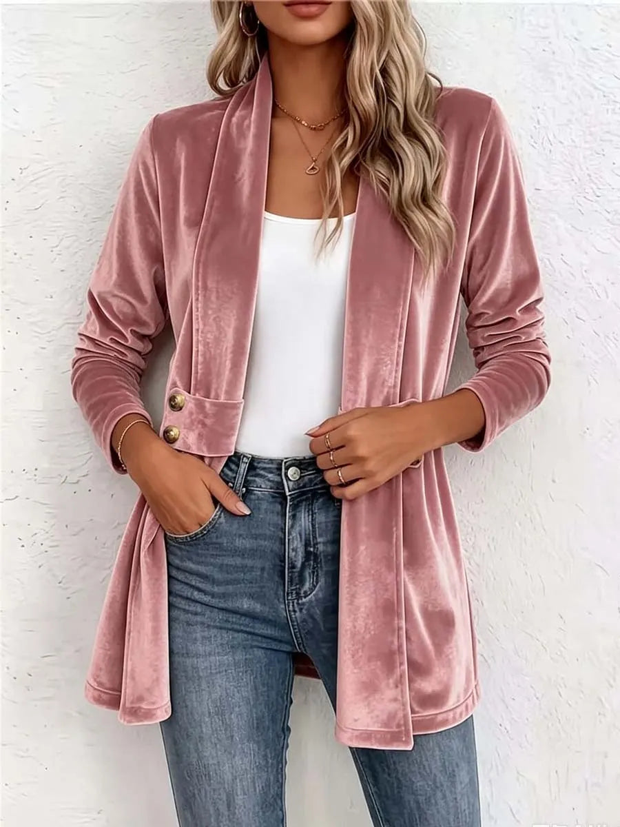 Retro Elegant Long Sleeve Casual Loose Stylish Velvet Cardigan Coat