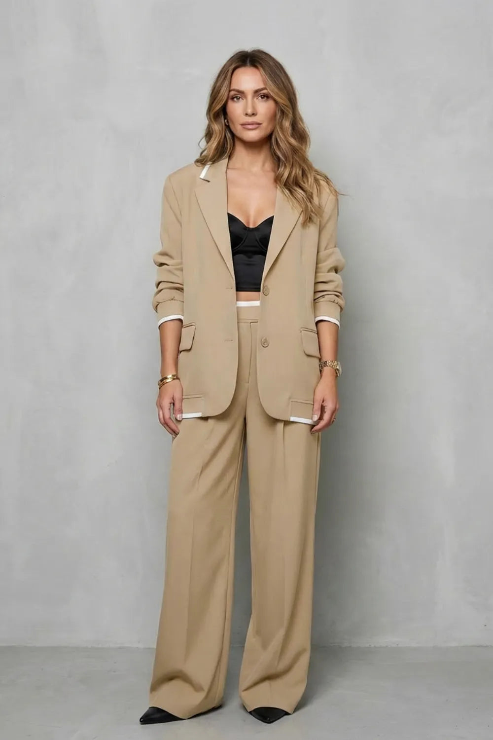 Elegant Wide-Leg Pantsuit Set – Two-Piece Power Look