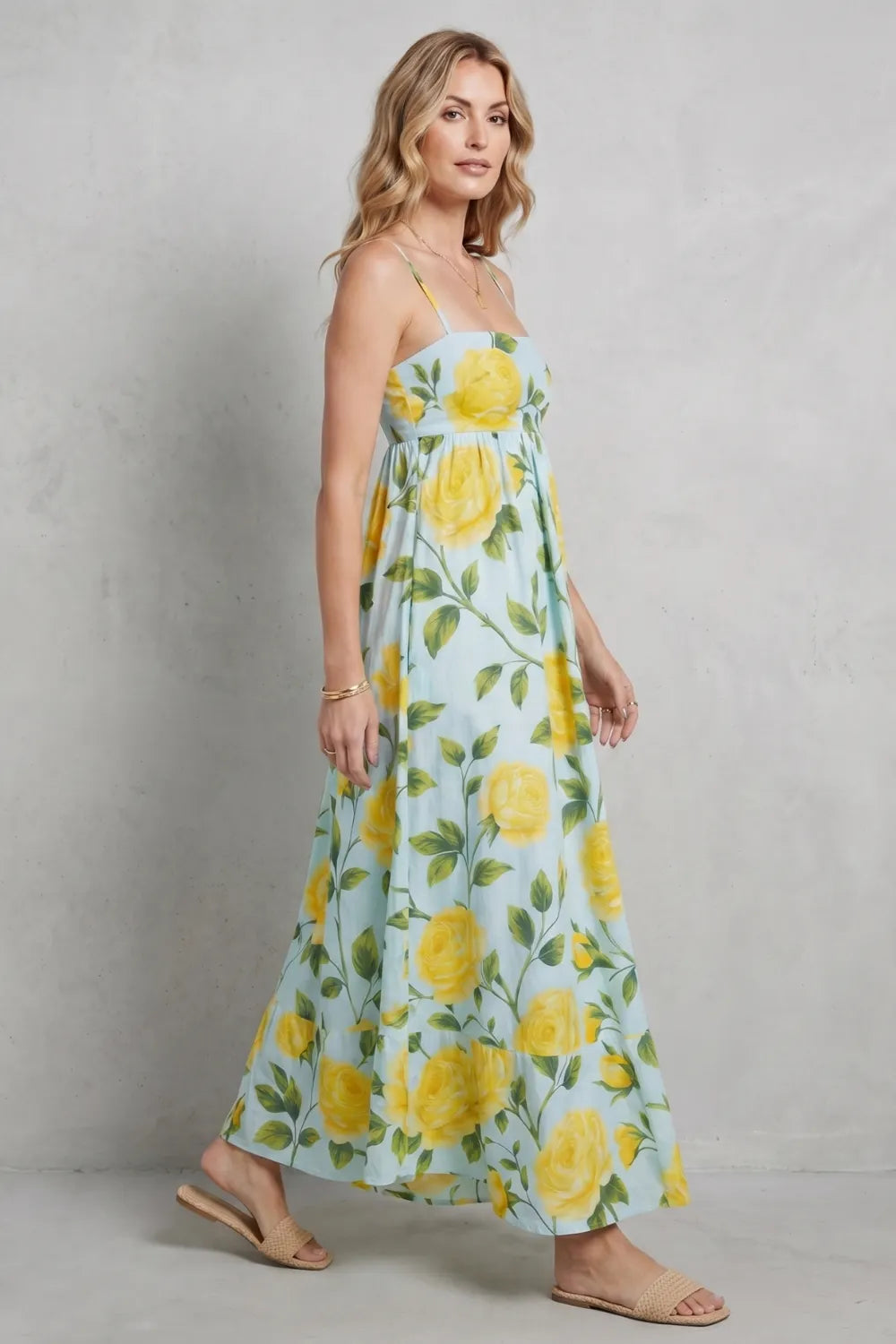 Square neck floral charm – Maxi dress