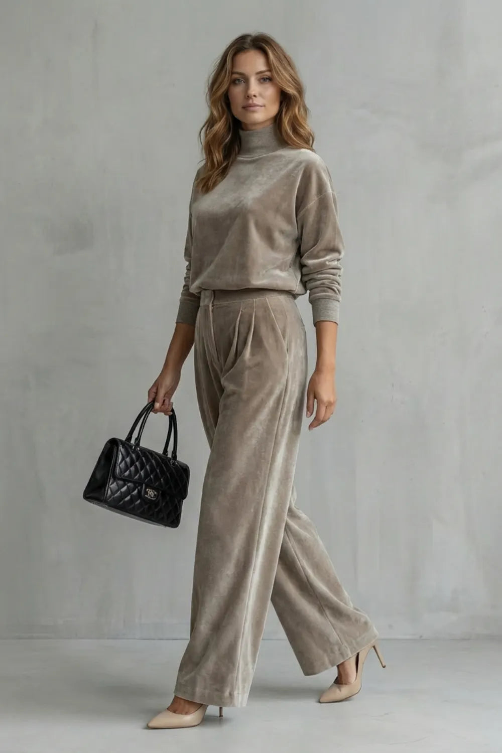 Luxe Velour Elegance – Two-Piece Lounge Set