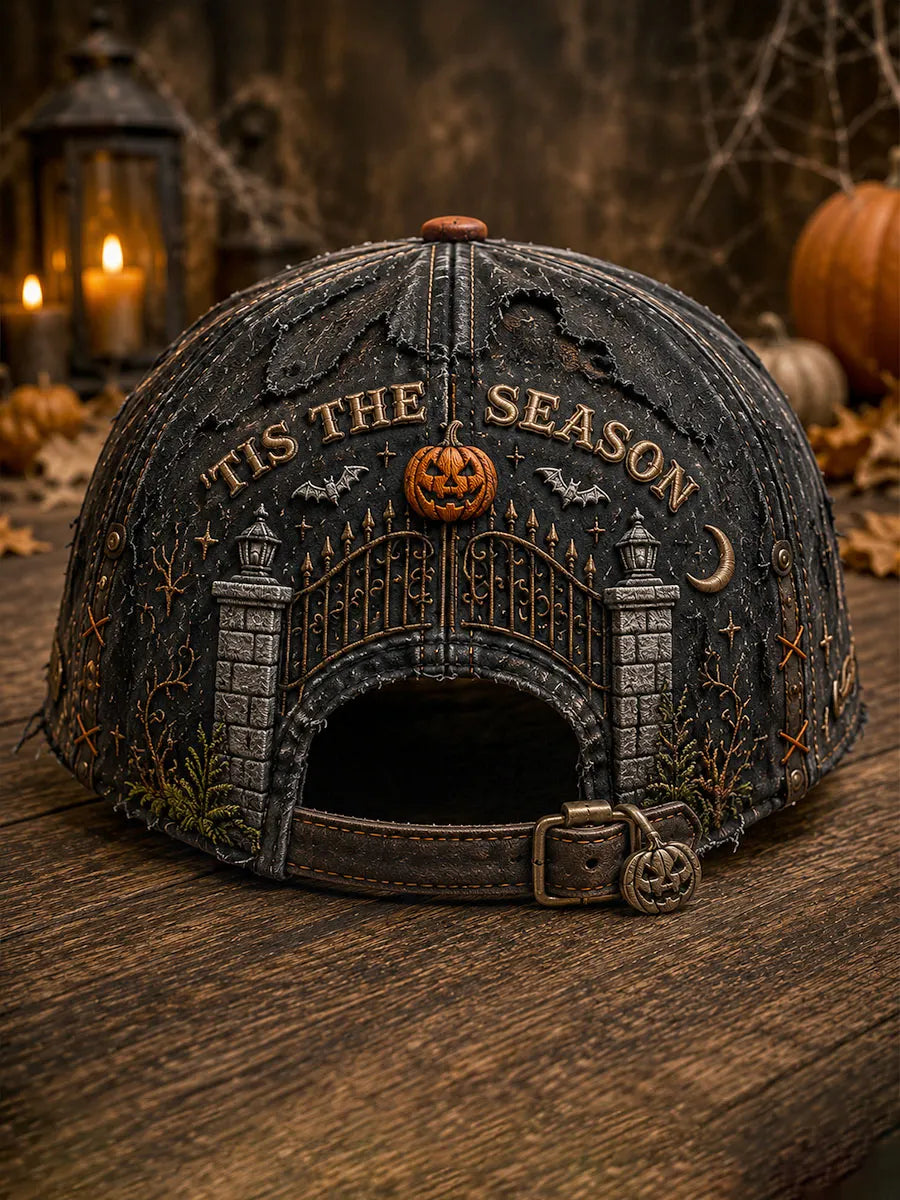 Halloween Pumpkin Town Vintage Patchwork Baseball Cap