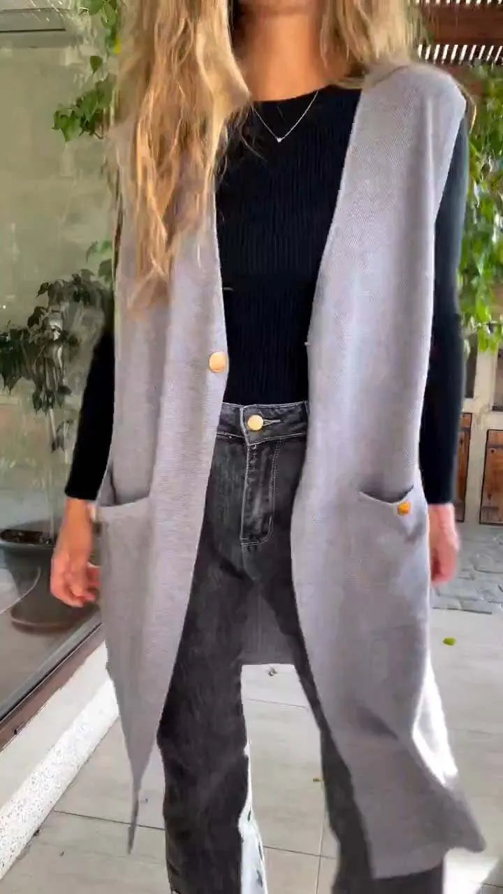 Women's Casual Solid Tank Cardigan