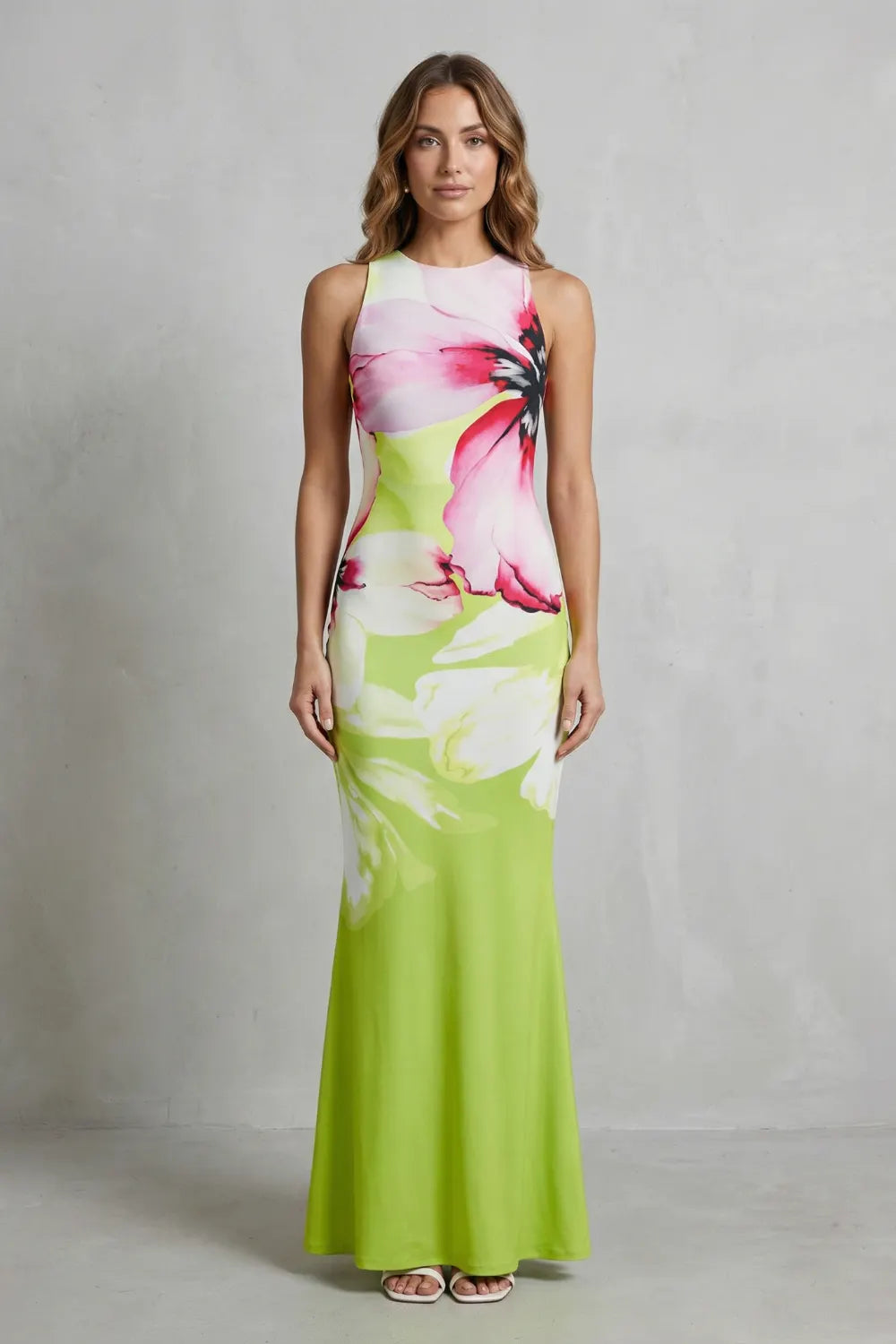 Artistic floral print – Fishtail maxi dress